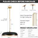 Large Pendant Light 20in Black and Gold Dome Pendant Lights 3 Light Socket Pendant Light Fixture with Adjustable Pendant Lighting for Kitchen Island Dining Room Kitchen Sink, E12