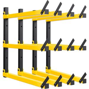 GREENER Lumber Storage Rack Folding Wood Storage Racks Wall-Mounted Metal Racks for Storage with 3-Level Heavy Duty Garage Wood Organizer for Woodworking Shop Indoor & Outdoor Use, 4 pairs,Yellow