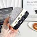 Skyseaco for iPhone 15 Case Glitter, Cute Clear Flower Floral Pattern for Women Girls, Bling Sparkly Double-Sided Rhinestones, Soft Shockproof Protective Cover, Black