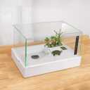 BETAZOOER Turtle Tank with Adjustable Water Pump Filter, Full View Visually Tortoise Aquarium Habitat, Glass Material Easy Changing Water&Clean for Small Amphibious Creatures Reptiles (23"13.5"10")