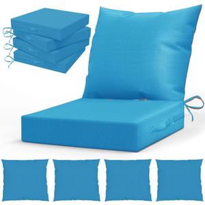 LAGRATY Outdoor Chair Cushions for Patio Furniture24" x 24" Deep Seat Cushions with Backrest for Couch Sofa Chair - Waterproof Fade-Resistant Patio Cushion (Set of 4,Bright Blue)