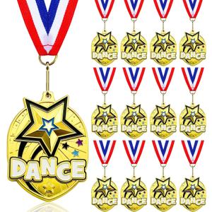 12 Pcs Gold Award Medals Bulk 2.2 Inch Basketball Volleyball Royal Dance Softball Metal Medals with Neck Ribbons Metal Trophy Award Prize Gifts for Tournaments Sports Competitions