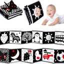 Black and White High Contrast Toys for Baby 0-3 3-6 months Infant Tummy Time Soft Crinkle Book Mirror Sensory Toys 0 2 4 5 6 Month Old Babies Boy Gril Newborn Development Christmas Stocking Stuffer