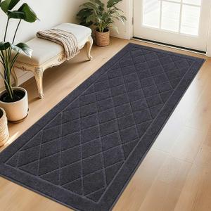 BEQHAUSE Dirt Trapper Door Mat 32" x 72", Doormat Non-Slip Entryway Rugs Washable, Dog Door Mat Stain Resistant and Absorbent Welcome Floor Mat for Front Back Door, Mud Wet Shoes & Paws, Dark Grey