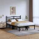 SHOANED 14 Inch Metal Bed Frame - Full Size Heavy Duty Bedframe with Headboard Black Basic Steel Slats Platform No Box Spring Needed/Easy Assembly/Noise Free