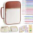 Bible Cover Bible Book Cover Bible Case for Women Canvas Carrying Case Book Protector Quilted Vegan Leather Bible Covers Study Supplies Accessories Christian Gift (Brown, One Size)