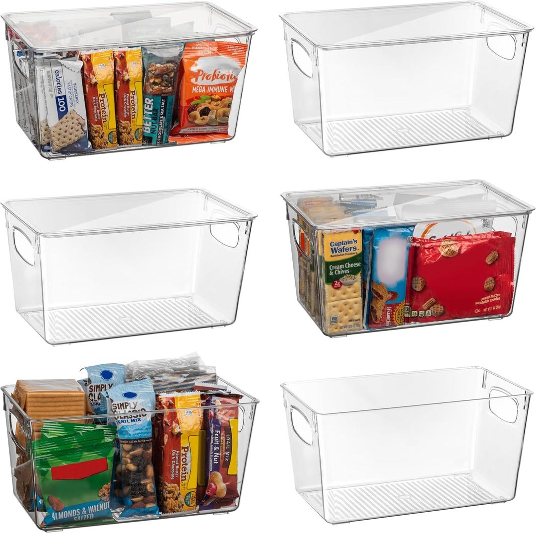 ClearSpace Plastic Pantry Organization and Storage Bins with Lids Perfect Kitchen Organization or Kitchen Storage Fridge Organizer, Refrigerator Organizer Bins, Cabinet Organizers