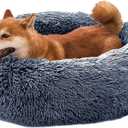 Comfort Donut Dog Bed for Small Dogs, Cat Bed & Pet Bed for Indoor Use, Medium Size with Soft Plush, Round Dog Beds for Large Dogs and Cats (Gray, 32''Lx32''Wx8''Th)