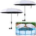 2 Pack Pool Shade Umbrella, 40" Adjustable Above Ground Pool Sunshade Canopy with Carry Bag,Patio Umbrella Use for Garden/PoolDeck/Backyard/Beach Chairs/Camp Trolley/Strollers/Golf Carts