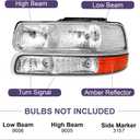Headlight Assembly Fit For 1999 2000 2001 2002 Chevy Silverado 99 00 01 02 Silverado Headlights 1500 2500 1500HD 2500HD 3500HD/00-06 Chevy Tahoe Suburban 1500 2500
