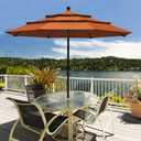 EliteShade USA 10-Year-Non-Fading 9ft 3-Tier Market Patio Umbrella, Commercial Grade Outdoor Table Umbrella with Crank Open, Windproof & UPF 50+ UV Protection, Heavy Duty Ventilation for Garden, Deck, Pool, Backyard, Beach & Bistro, Rust