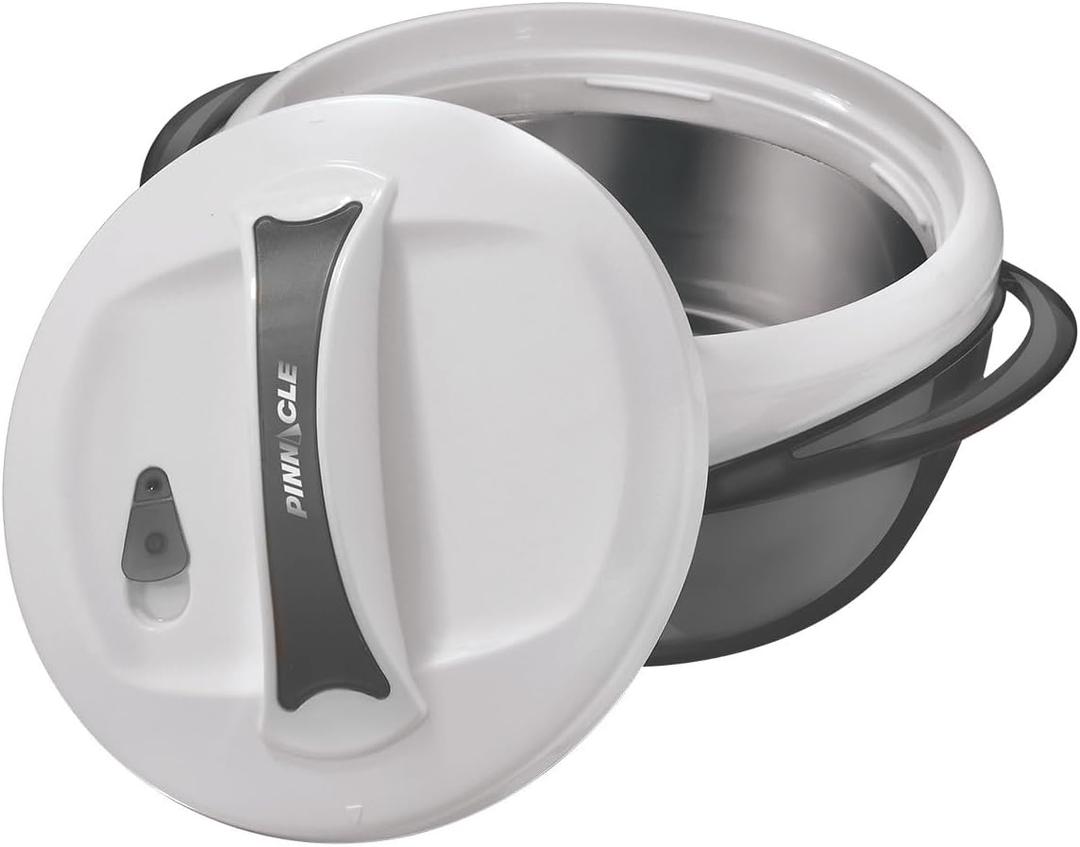 Pinnacle Large Insulated Casserole Dish with Lid 3.6 qt. Elegant Hot Pot Food Warmer/Cooler -Thermal Soup/Salad Serving Bowl Stainless Steel Hot Food Container Best Gift Set for Moms (Black)