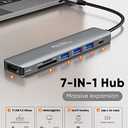 USB C Hub Multiport Adapter, CableCreation 7-in-1 USB C HDMI Hub with 4K 30Hz HDMI, 100W PD, 3 USB 3.0 5Gbps Data Ports, SD/TF Cards Reader for MacBook Pro/Air, iPad Pro, Pixelbook, XPS