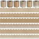 6 Rolls 196.8 Ft Burlap Bulletin Board Border Set - Retro Farmhouse Theme Trim - Perfect for Birthday, Classroom, Office & Back to School Decorations - Teacher Decor, Wall & Supplies