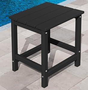 KINGYES Adirondack Side Table, Patio Outdoor Rectangular End Table, Black