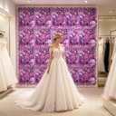 Flower Wall Backdrop, 12PCS 13.8 * 13.8IN Faux Flower Wall Panels for Indoor Outdoor Decor, Floral Backdrop for Birthday Party Wedding Garden Home (Purple, 13.8x13.8 (12pcs))