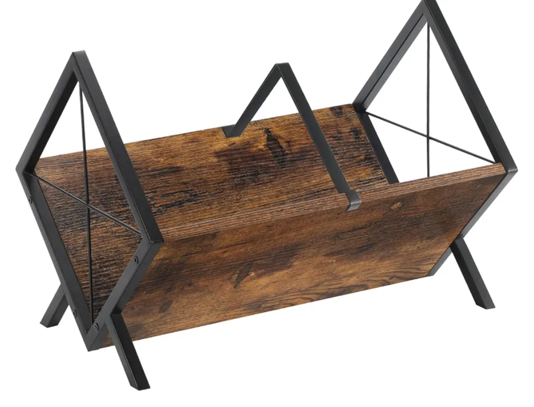 YINMIT Vinyl Record Holder, 80-100 LP Vinyl Record Storage Rack, Quick Assembly Vinyl Record Display, Retro Style Organizer for Magazine, Book, Files, Albums (Rustic Brown, 1 Tier)