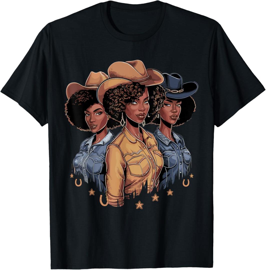 Black Cowgirl Rodeo Melanin T-Shirt (Small)