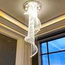 D24'' x H78'' Modern Crystal Chandelier for Foyer Glam Chandelier High Ceiling Chandeliers Large Raindrop Pendant Lights LED Dimmable Light Fixtures for Staircaes Living Room Entryway