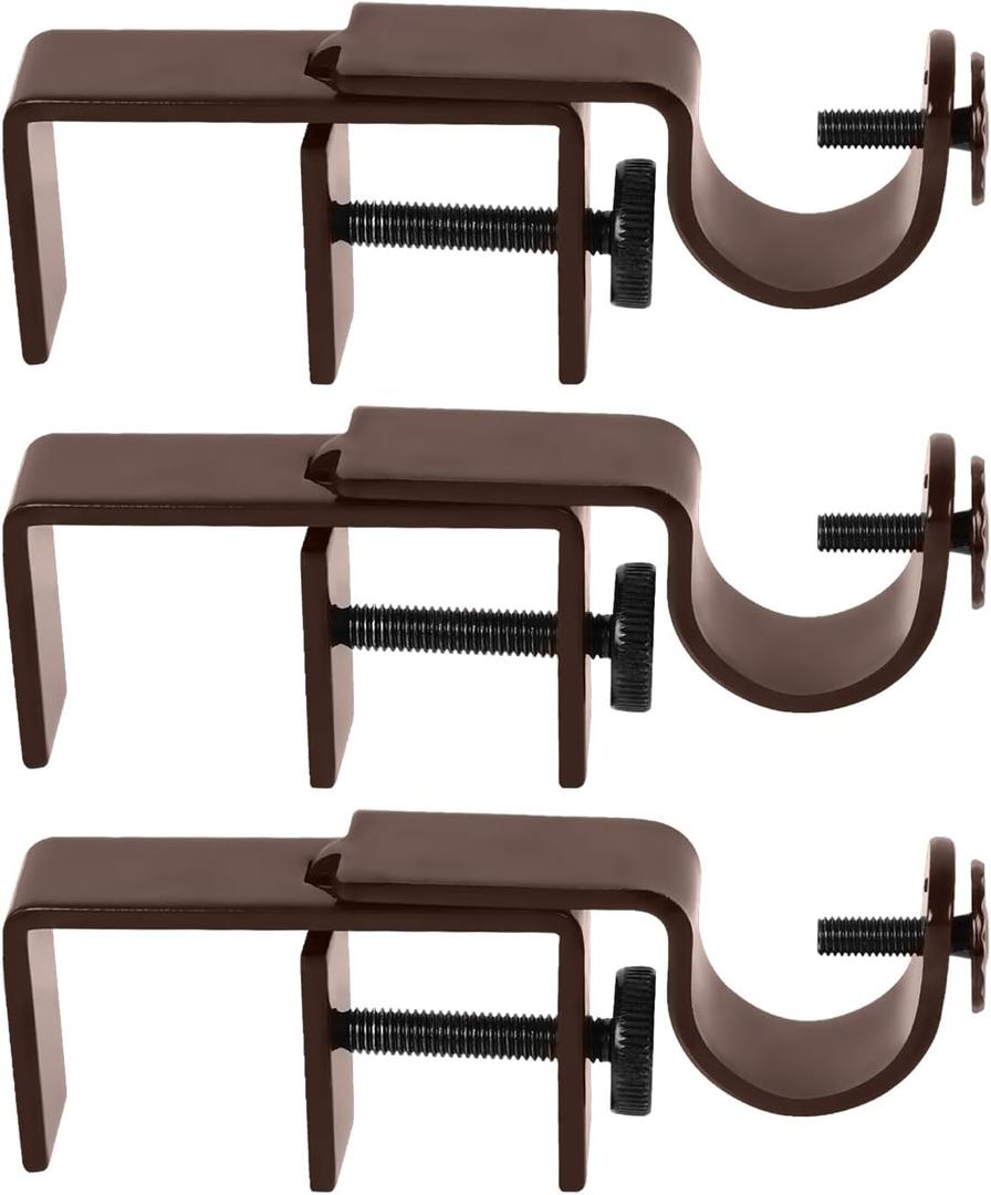 Outside Mounted Blinds Curtain Rod Bracket Attachment No Drill No Tool Required Fit for 1.3-2 inches Rectangle Headrail (Patent Depending) (Brown)