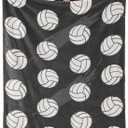 Volleyball Throw Blanket, Polyester, 50"x40", Black, Unisex, Kids & Adults, Volleyball Print, Cozy, Lightweight, Perfect for Bed & Couch
