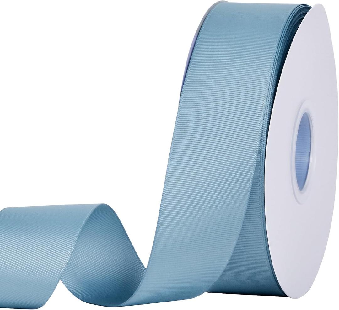 YAMA Dusty Blue Grosgrain Ribbon, 1 1/2 Inch 50 Yards, Great for Crafts Bows Flower Bouquet Wedding Home Decor Gift Wrapping