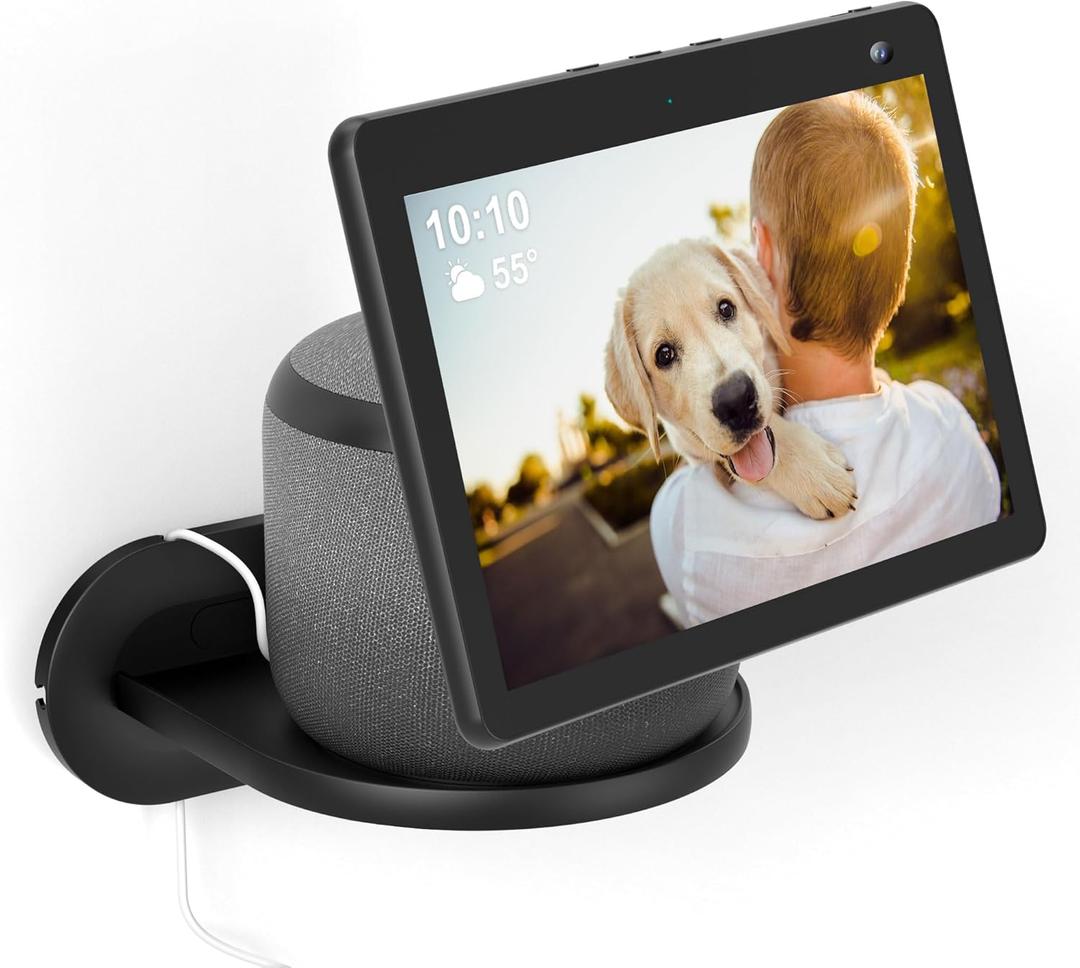 PlusAcc Wall Mount for Show 10 - Cable Management Wall Stand Shelf Compatible with Sonos Era 100 & Show 10 3rd Gen & HomePod, Space Saving Mounting Bracket with Removable Foam (Black)