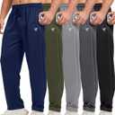 5 Pack Mens Sweatpants Open Bottom Joggers for Men with Zip Pockets Loose Fit Mesh Athletic Pants for Running,Casual, Size L (Large, Black,Dark Gray,Light Gray,Navy,Army Green)