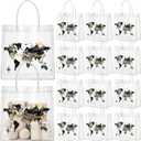 Shinylin 24 Pcs Black Graduation Plastic Gift Bags with Handles PVC Reusable Treat Bags Goody Candy Snack Treat Gift Tote Bag for Graduation Party Favor