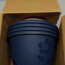gegemaoyi Plastic Plant Pots 10 Inch Set of 4, Self Watering Pots with Drainage Holes, Saucer & Reservoir, Flower Pots for Indoor/Outdoor Plants, Decorative Nursery Planting Pots (Blue)