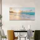Ocean Wall Art Pictures for Living Room Beach Canvas Wall Art Decor for Bedroom Gold Sunset Canvas Painting for Wall Coastal Theme Art Print for Bathroom Home Office Decoration Ready to Hang(20"*40",