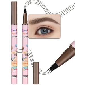 2Pcs 4-Tip 3D Microblading Eyebrow Pen - Waterproof, Long-Lasting, Smudge Proof and Natural-Looking Brows (Grey Brown, 2pcs)