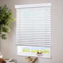 LazBlinds Cordless Faux Wood Blinds with Crown Valance, Room Darkening & Light Control, 2 Inch Horizontal Window Blinds, Blinds for Indoor Windows - 32" W x 48" H, White