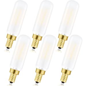 Dimmable T6 LED Frosted Bulbs, 6W E12 Edison Light Bulbs Warm White 2700K,600lm, 60W Candelabra Incandescent Bulbs Equivalent Vintage LED Filament Edison Candle Bulb with Decorative, 6Pack.