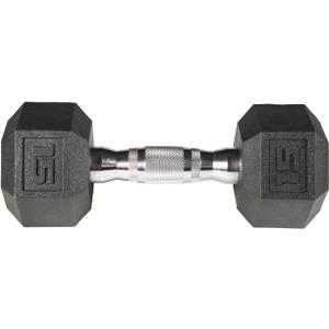 PVC Hex Dumbbell with Chrome Ergonomic Handle – Durable Noise-Reducing PVC Coated Dumbbells Weights for Strength Training, Bodybuilding, Lifting Home Gym – 15 lbs, Pack of 1