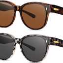 Polarized Fit Over Glasses Sunglasses for Women Stylish Oversized Cover Round UV400 Cat Eye Shades for go out Driving