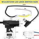W11307244 W10682535 Washer Lid Lock Switch Assembly (3 Wire) Compatible with Kenmore Whirlpool Maytag Amana Crosley Replace W10838613 W10838613VP W11253733 PS12704713 Washer Door Lock
