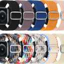 10 Pack Stretchy Solo Loop Compatible with Apple Watch Band 42 44 45MM Women Men,Soft Nylon Elastic Strap Wristband for iWatch Series 10 9 8 7 6 5 4 3 2 1 SE Ultra (Black+Color+Silty sand+Smoky purple+Denim+Coral+Blue+Orange+Milky white+Starlight)