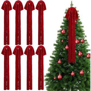 8 Pcs Extra Large Valentines Day Velvet Bows, 17.7 x 8.7 Vintage Raw Edge Ribbon Swag Bows for Romantic Home Decor, Door Wall Mantel Hanging Decorations(Burgundy,8.7 x 17.7 x 1.5 in)