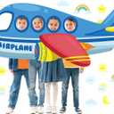 Airplane Shaped Photo Prop Selfie Frame Large Aircraft Photography Background Backdrop Banner Helicopter Plane Themed Photo Booth Props for Kids Baby Shower Birthday Party Decorations Supplies 74x30in