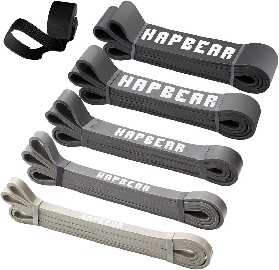 HAPBEAR Pull Up Assistance Bands Set of 5 - Resistance Bands for Working Out, Stretching, Physical Therapy, Muscle Training (Gray(5-170LBS))