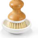 SUBEKYU Bamboo Dish Brush, Kitchen Dish Scrubber Brush, Natural Wooden Dishwashing Brush for Cleaning Dishes/Pans/Pots, Built-in Scraper, Sisal Bristles,1 Set