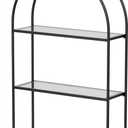 Crofy Black Arched Frame Wall Shelf, Decorative 3 Tier Bathroom Wall Shelf with Transparent Tempered Glass Shelves and Robust Storage Capacity, 5.1" D x 18.1" W x 28.9" H