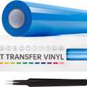 VinylRus Heat Transfer Vinyl-12 x 20ft Sky Blue Iron on Vinyl Roll for Shirts, HTV Vinyl for Silhouette Cameo, Cricut, Easy to Cut & Weed