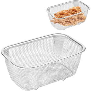 Rectangle Stainless Steel Mesh Sink Basket,S 7.67x4.92x2.95in Rectangle Mesh Oil Basket French Fries Holder Fried Food Table Serving Drainer Sink for Vegetable Fruit Colander Strainer Kitchen Tools