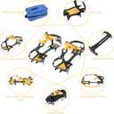 Amarine Made Anti-Slip Ice Crampons Mountaineering Cleats for Men,Women,10 Teeth Stainless Steel Snow Grips Crampons Traction Spikes for Hiking Climbing Fishing Jogging