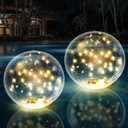 Numiko Solar Floating Pool Lights - 14" Inflatable Warm White LED Pool Lights That Float, Waterproof Light Balls - 2 Pack