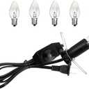 1 Pack Salt Lamp Cord Replacement with Dimmer Switch 5 feet Lamp Cord and 6-Pack Halogen Salt Lamp Bulbs(15 Watts) (C Type Clip Scoket)
