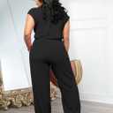 Jumpsuits for Women Sexy Button Up One Piece Jumpsuit Casual Wide Leg Pants Rompers Summer Jumpsuits Club Outfits (Black, M)