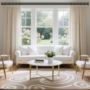 Curtain Rods for Windows 48 to 84 Inch(4-7 Feet),Black 1'' Diameter Drapery Rods with End Cap Style Design,Modern Adjustable Heavy Duty Curtain Rod,Size:36''-88'